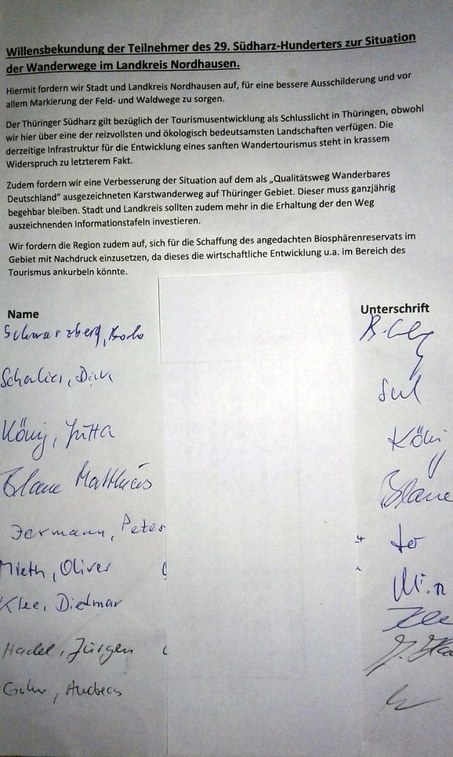 Bild: Unterschriftenliste