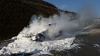 Vollsperrung auf der A38 wegen eines Fahrzeugbrandes (Foto: Feuerwehr Heilbad Heiligenstadt)