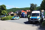 Gro&szlig;einsatz in Neustadt - die Polizei kontrollierte sieben Stunden lang Holztransporte (Foto: Landespolizeiinspektion Nordhausen)