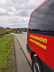 Bild: Wohnwagen brannte auf der Autobahn (Foto: Feuerwehr Grosswechsungen)