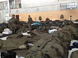 Einsatz: Unterbringung in einer Turnhalle der Offizierschule des Heeres in Dresden (Foto: Matthias Werner)