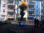 Vier der sieben Brunnen, die in diesem Jahr geschm&uuml;ckt wurden.  (Foto: City-Management Nordhausen)