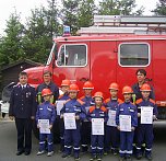 auf dem Gel&auml;nde der Freiwilligen Feuerwehr Bleicherode stellten sich die Kinder der Pr&uuml;fung des Leistungsabzeichens der Th&uuml;ringer Jugendfeuerwehr f (Foto: Pressestelle Landratsamt Nordhausen)