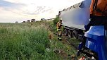 Verunfallter Lkw an der A38 (Foto: S. Dietzel)
