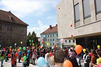 Bild: B&uuml;cherkette zum Umzug der Bibliothek