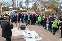 Bild: F&uuml;r die neue Sporthalle der Regelschule Ellrich wurde heute der Grundstein gelegt