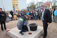 Bild: F&uuml;r die neue Sporthalle der Regelschule Ellrich wurde heute der Grundstein gelegt