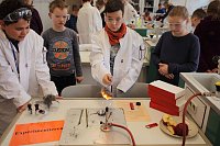 Bild: Sch�&uuml;ler experimentieren mit Stahlwolle f�&uuml;r die Viertkl&auml;ssler