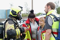 Auf dem Schachtbaugelände fand heute eine Großübung von Feuerwehr und Rettungskräften statt Bild: Auf dem Schachtbaugelände fand heute eine Großübung von Feuerwehr und Rettungskräften statt