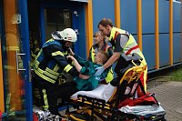 Auf dem Schachtbaugelände fand heute eine Großübung von Feuerwehr und Rettungskräften statt Bild: Auf dem Schachtbaugelände fand heute eine Großübung von Feuerwehr und Rettungskräften statt