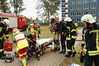 Auf dem Schachtbaugelände fand heute eine Großübung von Feuerwehr und Rettungskräften statt Bild: Auf dem Schachtbaugelände fand heute eine Großübung von Feuerwehr und Rettungskräften statt