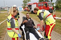 Auf dem Schachtbaugelände fand heute eine Großübung von Feuerwehr und Rettungskräften statt Bild: Auf dem Schachtbaugelände fand heute eine Großübung von Feuerwehr und Rettungskräften statt