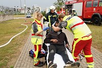 Auf dem Schachtbaugelände fand heute eine Großübung von Feuerwehr und Rettungskräften statt Bild: Auf dem Schachtbaugelände fand heute eine Großübung von Feuerwehr und Rettungskräften statt