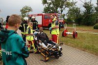 Auf dem Schachtbaugelände fand heute eine Großübung von Feuerwehr und Rettungskräften statt Bild: Auf dem Schachtbaugelände fand heute eine Großübung von Feuerwehr und Rettungskräften statt