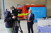 Thüringens Innenminister Georg Maier stellte die Feuerwehrstatistik für das Jahr 2022 in der neuen Feuerwache in Nordhausen vor Bild: Thüringens Innenminister Georg Maier stellte die Feuerwehrstatistik für das Jahr 2022 in der neuen Feuerwache in Nordhausen vor