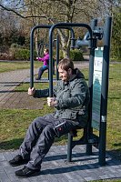 Auf dem Außengelände der Werkstätten gibt es jetzt einen Fitnessparcours Bild: Auf dem Außengelände der Werkstätten gibt es jetzt einen Fitnessparcours