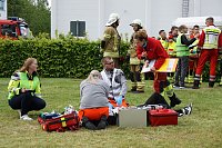 Bild: Bei einer Gro&szlig;&uuml;bung am und im S&uuml;dharz-Klinkum waren 60 Feuerwehrleute im Einsatz sowie viel Personal von den Rettungsdiensten. 