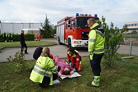 Bild: Bei einer Gro&szlig;&uuml;bung am und im S&uuml;dharz-Klinkum waren 60 Feuerwehrleute im Einsatz sowie viel Personal von den Rettungsdiensten. 