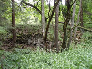  Fundamentreste des M&uuml;hlenhauptgeb&auml;udes aus Bruchsteinen (Grauwacken)