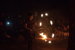 Burg in Flammen
