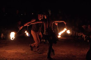 Burg in Flammen