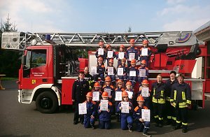 am Wochenende stellten sich Mitglieder verschiedener Jugendfeuerwehren der Pr&uuml;fung des  Leistungsabzeichens der Th&uuml;ringer Jugendfeuerwehr f&uuml;r die Altersklasse 6-9 Jahre in Silber
