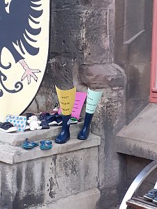 Protestaktion vorm Nordh&auml;user Rathaus