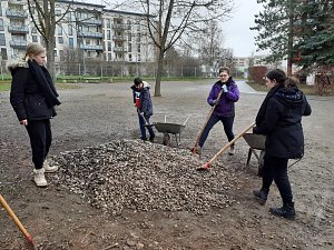 Dank dem Einsatz einiger Jugendlicher wurde die F&ouml;rstemannschule Anfang April um eine Kr&auml;uterspirale bereichert