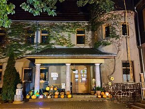 Mit sch&ouml;n geschnitzten K&uuml;rbissen startet man am Domschl&ouml;sschen in den Herbst