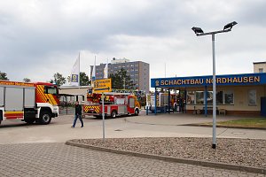 Auf dem Schachtbaugel&auml;nde fand heute eine Gro&szlig;&uuml;bung von Feuerwehr und Rettungskr&auml;ften statt