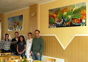 Gemälde, Künstler, Belegschaft und Gäste im Kochhaus
