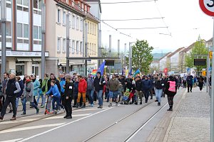 Demonstrationszug durch die Nordh&auml;user Innenstadt