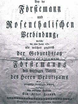 Druck des Hochzeitscarmen 1771 (Foto: Archiv Kneffel)