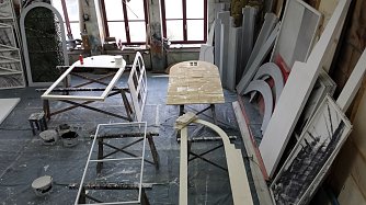 Kerkerfenster und Domt&uuml;r trocknen im Malsaal (Foto: Ronald Winter)