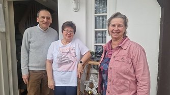 Seit 1998 ist die Frohe Zukunft in Rodishain, v.l: Gert Bufe, Andrea Grunwald und Kerstin F&auml;hrmann (Foto: agl)