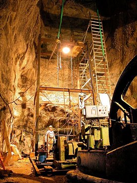 Bild: Blindschachtbefahrungsanlage im Bergwerk Brefeld