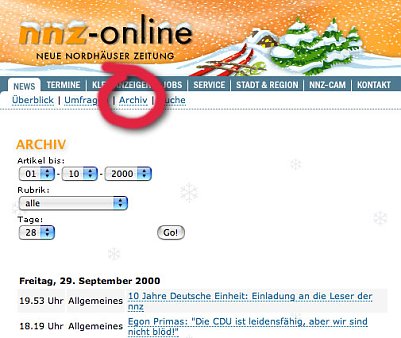 Neue Archiv-Funktion im News-Bereich (Foto: VGF)