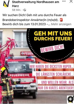 So wurde bis gestern geworben (Foto: Screenshot Facebook Stadt Nordhausen)