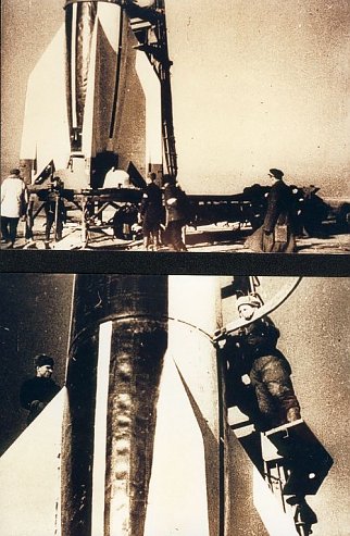 Bild: Startvorbereitungen f&uuml;r eine (sowjetische V2) R1, (1947)