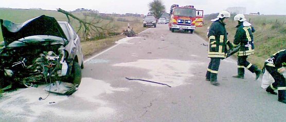 Crash auf der Landstraße (Foto: Dietrich) Crash auf der Landstraße (Foto: Dietrich)