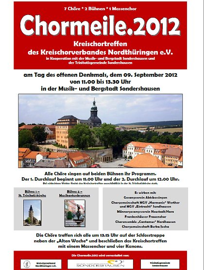 Chormeile.2012 in Sondershausen (Foto: Chorverband Nordthüringen) Chormeile.2012 in Sondershausen (Foto: Chorverband Nordthüringen)