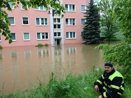 Hochwasser in Berga/Elster (Foto: Ingo Nie&szlig;en)