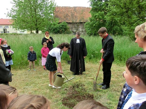Traditionell müssen die Urbacher Konfirmanden einen Baum pflanzen (Foto: Thomas Ahlhelm) Traditionell müssen die Urbacher Konfirmanden einen Baum pflanzen (Foto: Thomas Ahlhelm)