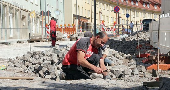 Hier wird gepflastert (Foto: P. Grabe|Stadtverwaltung Nordhausen)