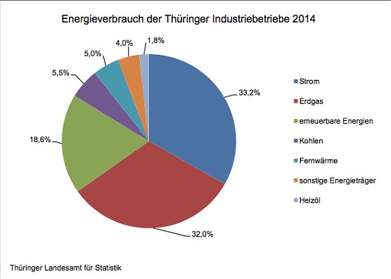 Energieverbrauch der Thüringer Industriebetriebe 2014 (Foto: Thüringer Landesamt für Statistik) Energieverbrauch der Thüringer Industriebetriebe 2014 (Foto: Thüringer Landesamt für Statistik)