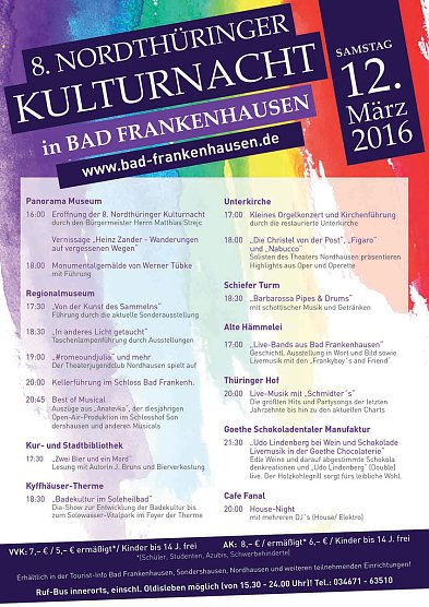 Buntes  Kulturprogramm in zehn verschiedenen Einrichtungen! (Foto: Stadtmarketing Bad Frankenhausen)