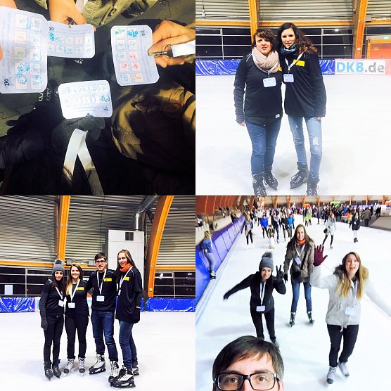 Rauf auf's Eis f&uuml;r die gute Sache - Mitarbeiter des Horizont Vereins beim Benefiz-Eislauf (Foto: Horizont e.V.)