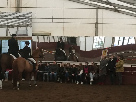 Die Ellricher M&auml;dchenAG konnte sich Pferdesport aus n&auml;chster N&auml;he ansehen (Foto: Manuela Dilbins)