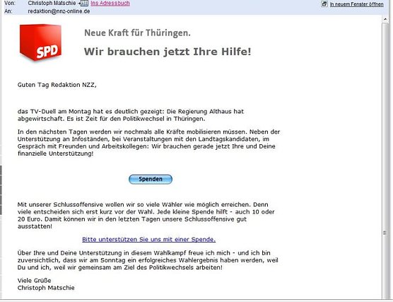 Mail erhalten (Foto: nnz) Mail erhalten (Foto: nnz)