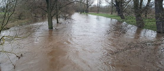 Die Zorge am Nachmittag an der immer noch gesperrten Br&uuml;cke in Bielen (Foto: nnz)